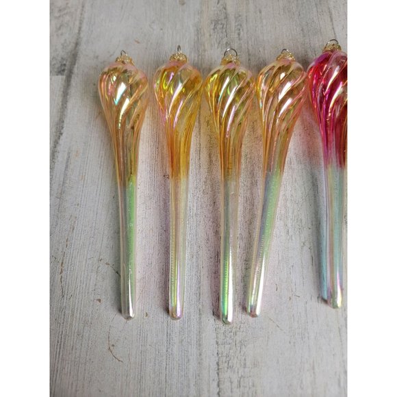 Vintage Golden glass pink twisted ornament Xmas set - Picture 2 of 8